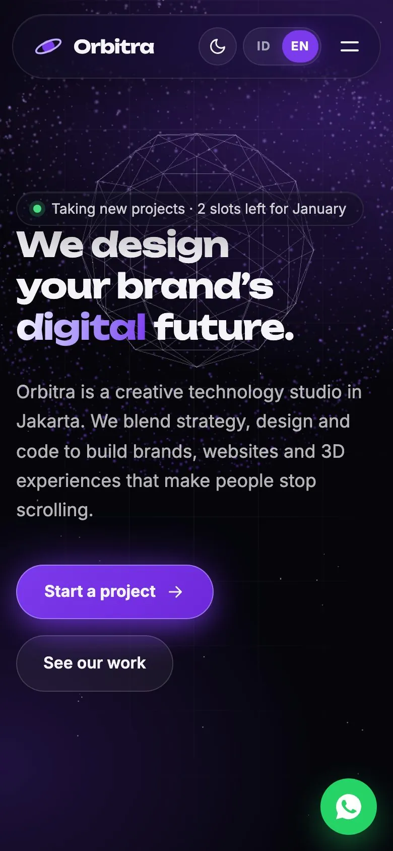 The same Digital Agency template on a phone screen.