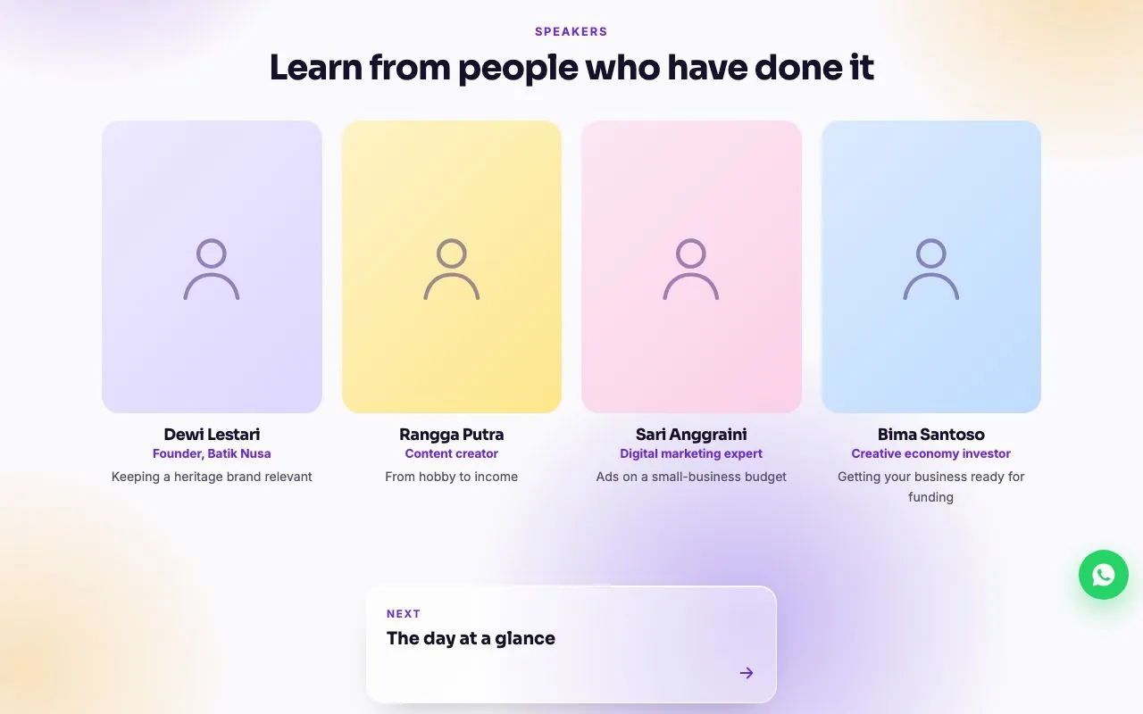 Profiles of four speakers.