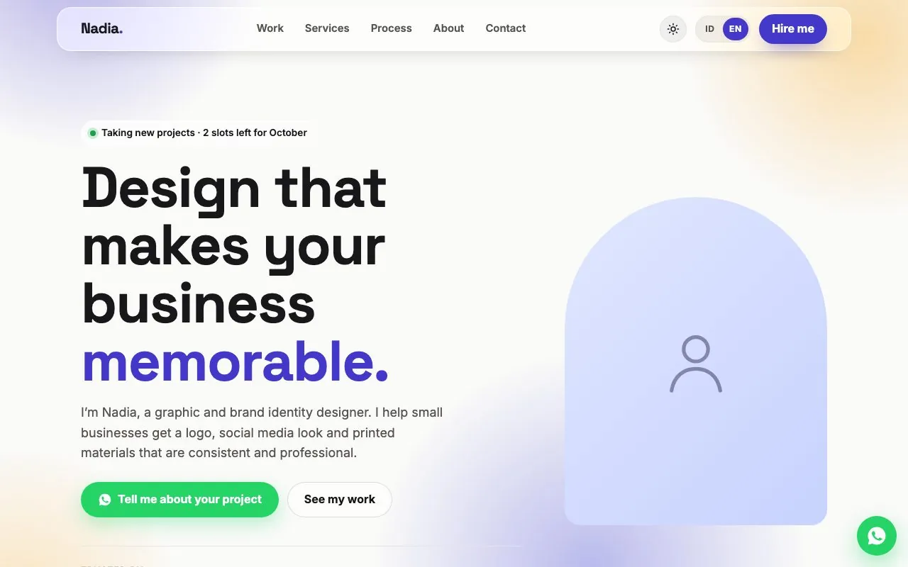 The top of the Portfolio template on a computer.