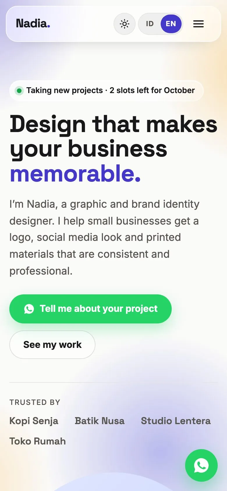 The same Portfolio template on a phone screen.