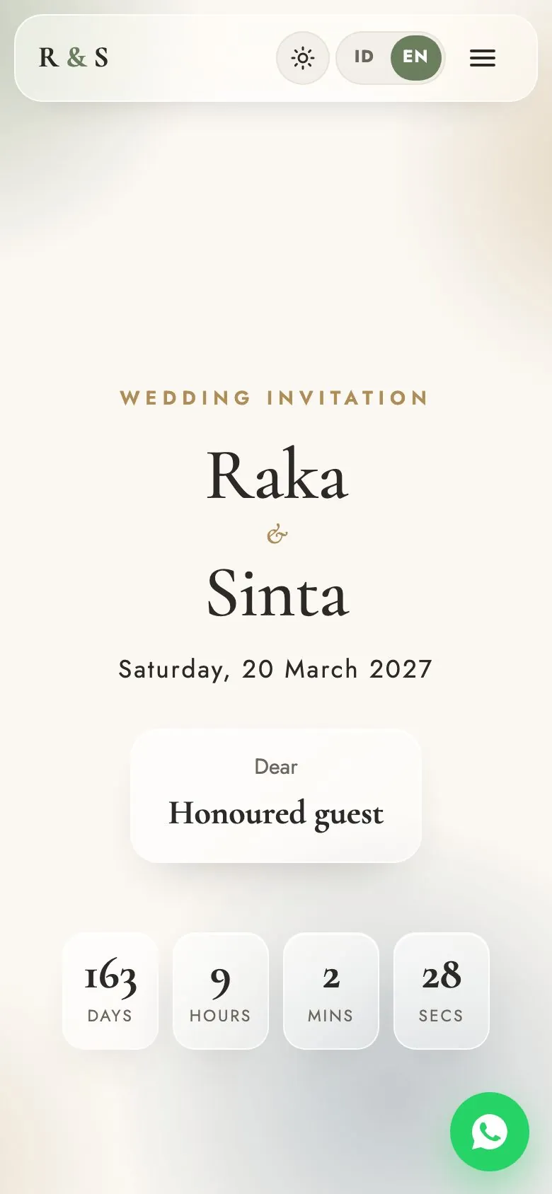 The same Wedding Invitation template on a phone screen.
